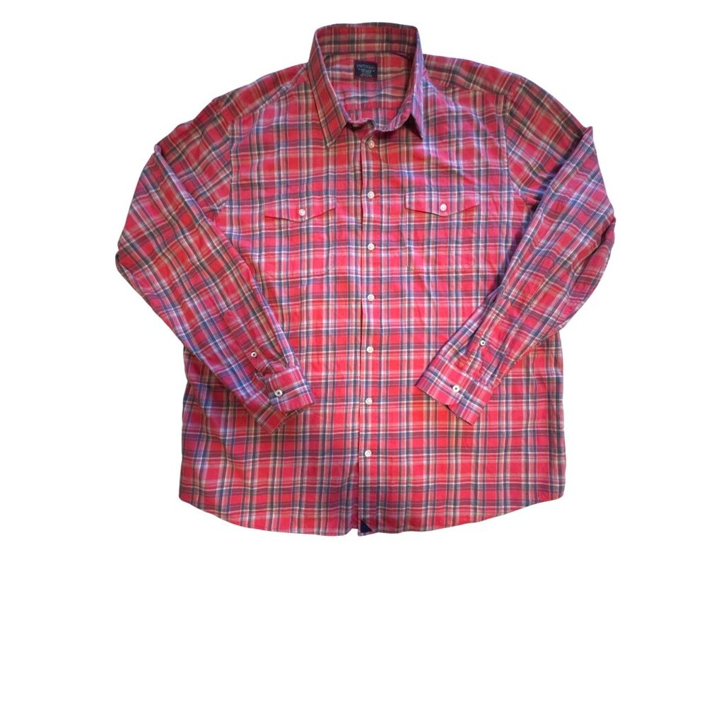 Untuckit Ojai Tall Plaid Shirt Mens XXXL Red Cotton Button Down Lumberjack Style